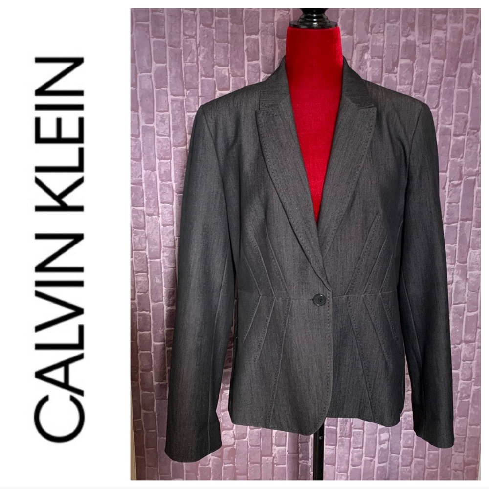 Black Denim-Look Structured Blazer